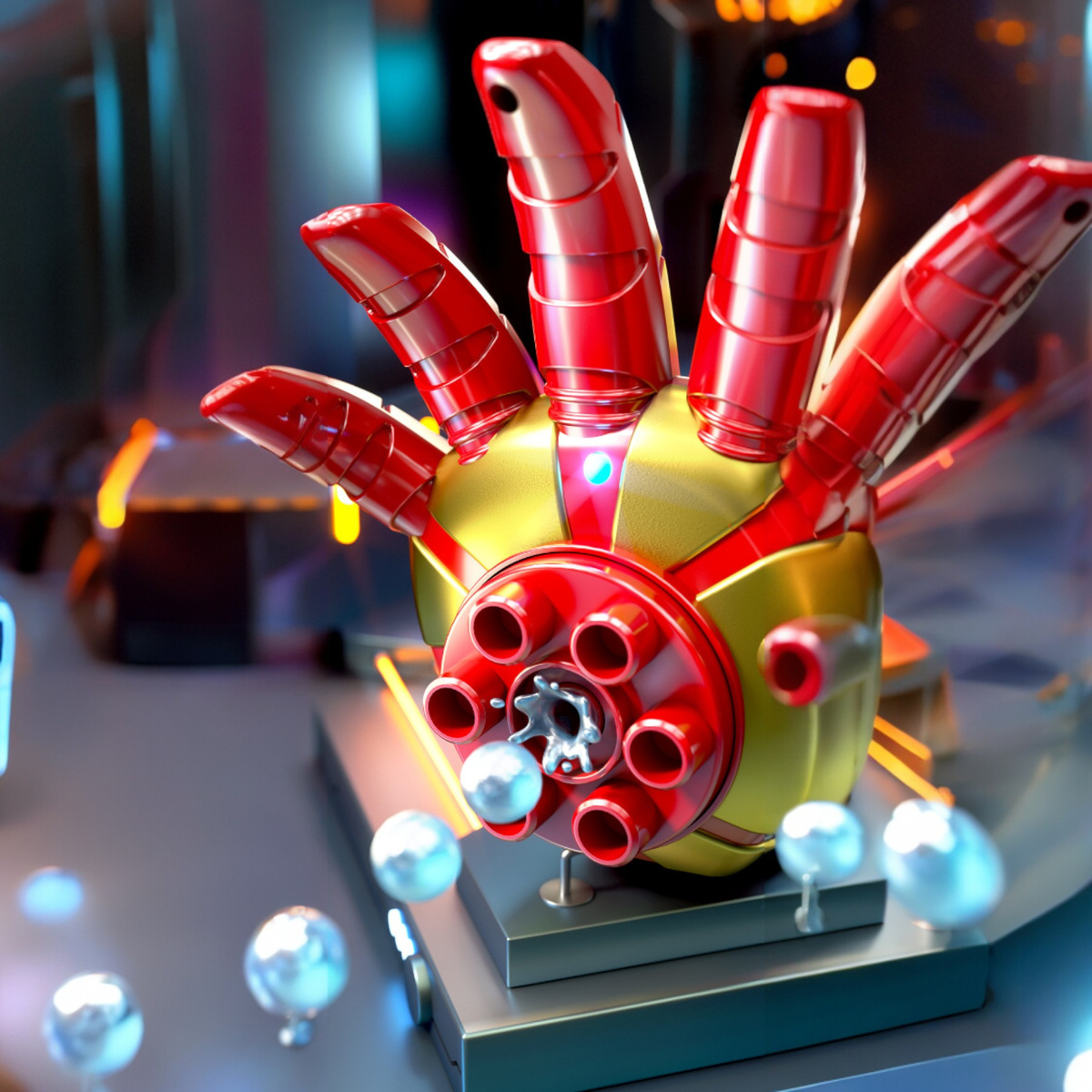 IRON MAN ZESTAW 5w1 WYRZUTNIA KULEK ŻELOWYCH RĘKAWICA PISTOLET KARABIN AUTO