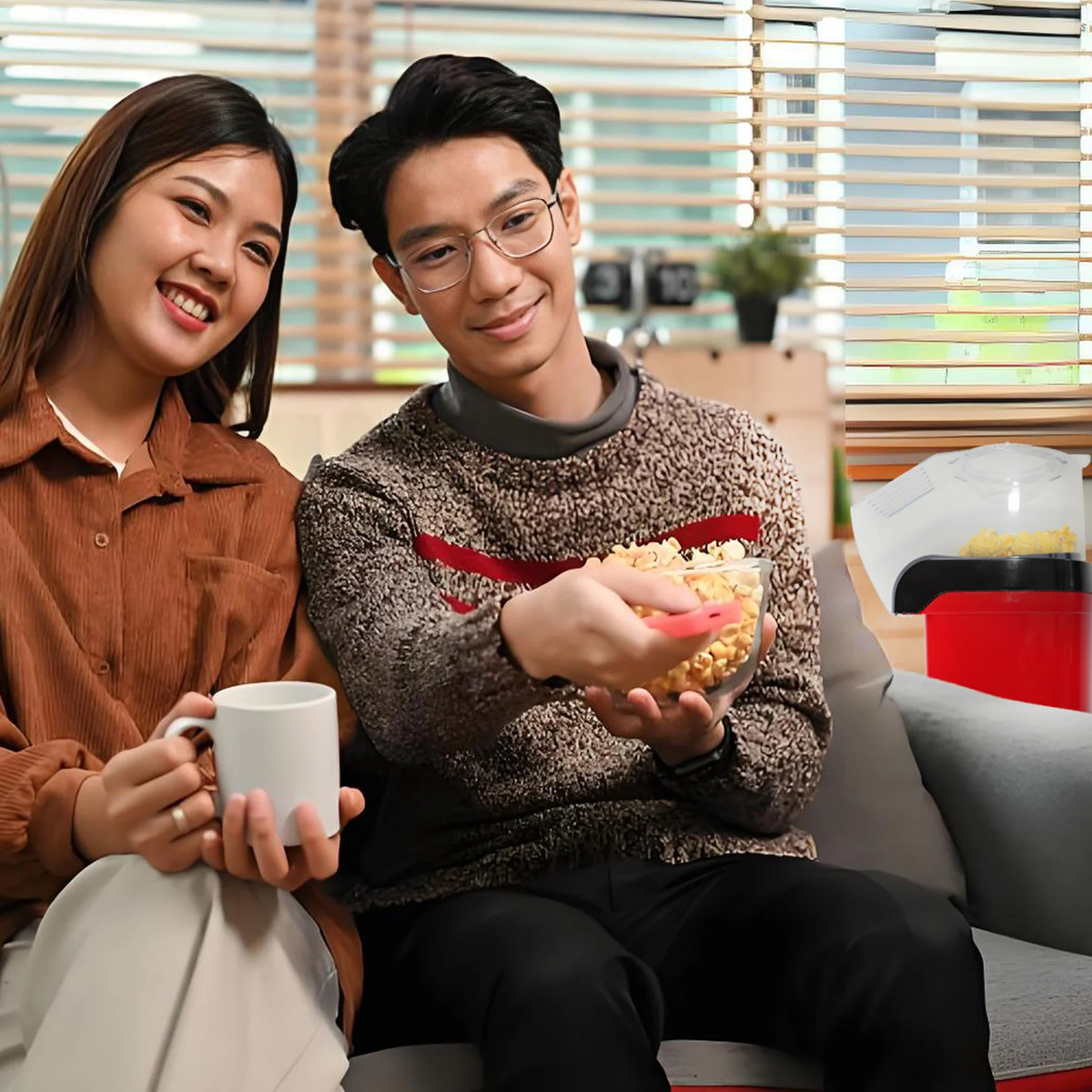 MASZYNA DO POPCORNU BEZTŁUSZCZOWA 1200W DO DOMU AUTOMAT URZĄDZENIE 230V