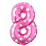 BALON FOLIOWY CYFRA 8 RÓŻOWY W SERDUSZKA NA URODZINY DLA DZIECI 80cm