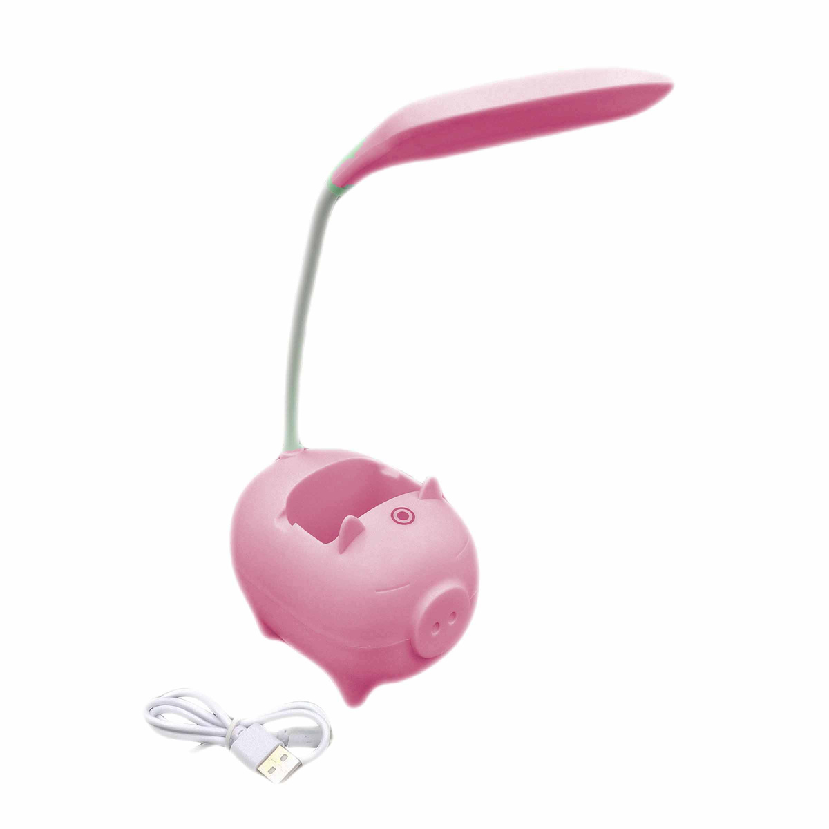 LAMPKA BIURKOWA ŚWINKA Z POJEMNIKIEM LED  PODSTAWKA NA TELEFONU DLA DZIECI