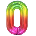 BALON FOLIOWY CYFRA 0 ZERO TĘCZOWY KOLOROWY NA HEL I POWIETRZE 100CM XXL