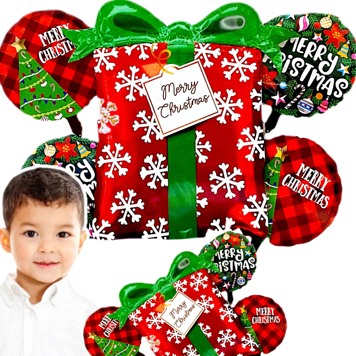 DUŻE BALONY ŚWIĄTECZNE 5szt. MIKOŁAJKI GWIAZDKA BOŻE NARODZENIE DEKORACJA