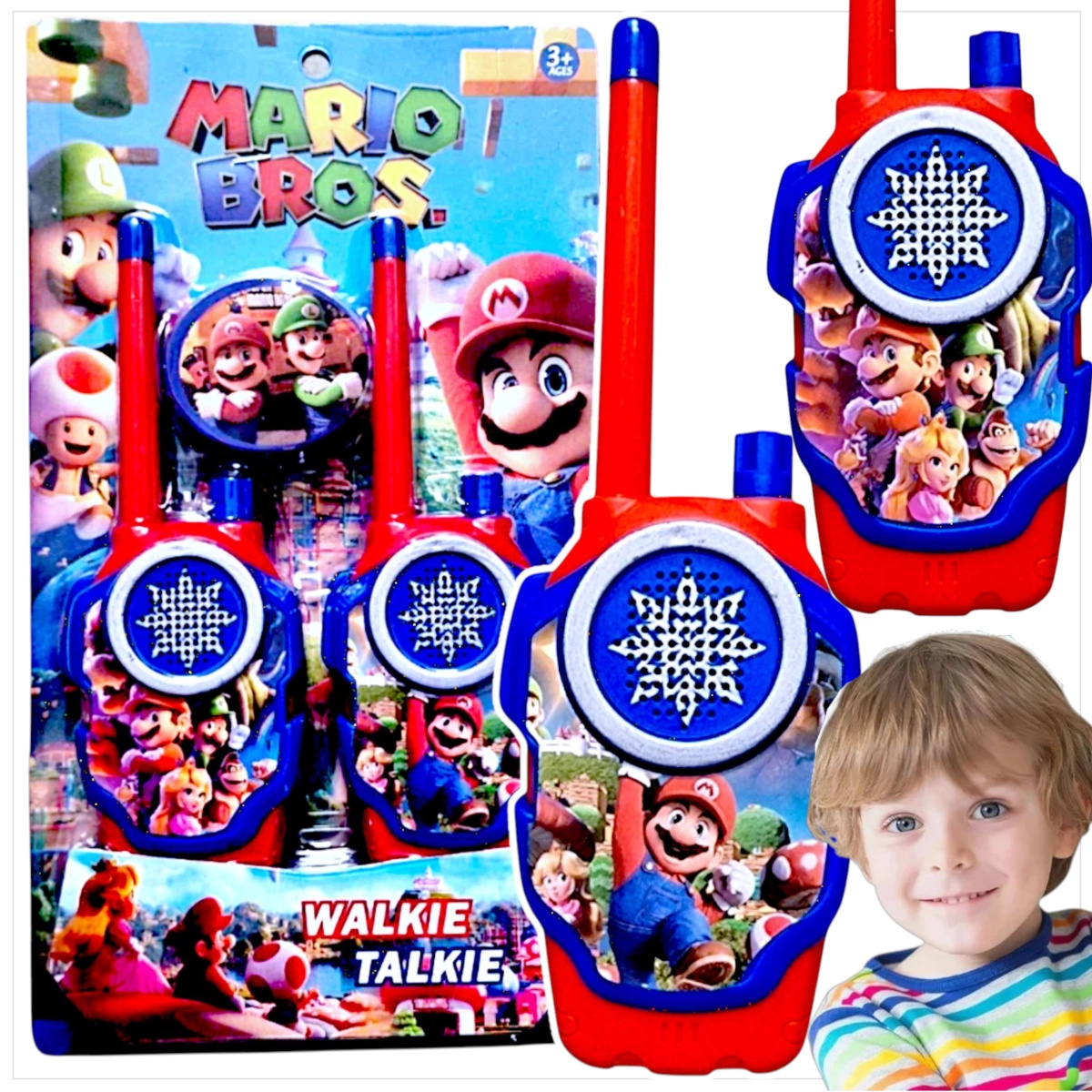 SUPER MARIO WALKIE TALKIE ŁOKI TOKI DWIE KRÓTKOFALÓWKI 2x SŁUCHAWKA 