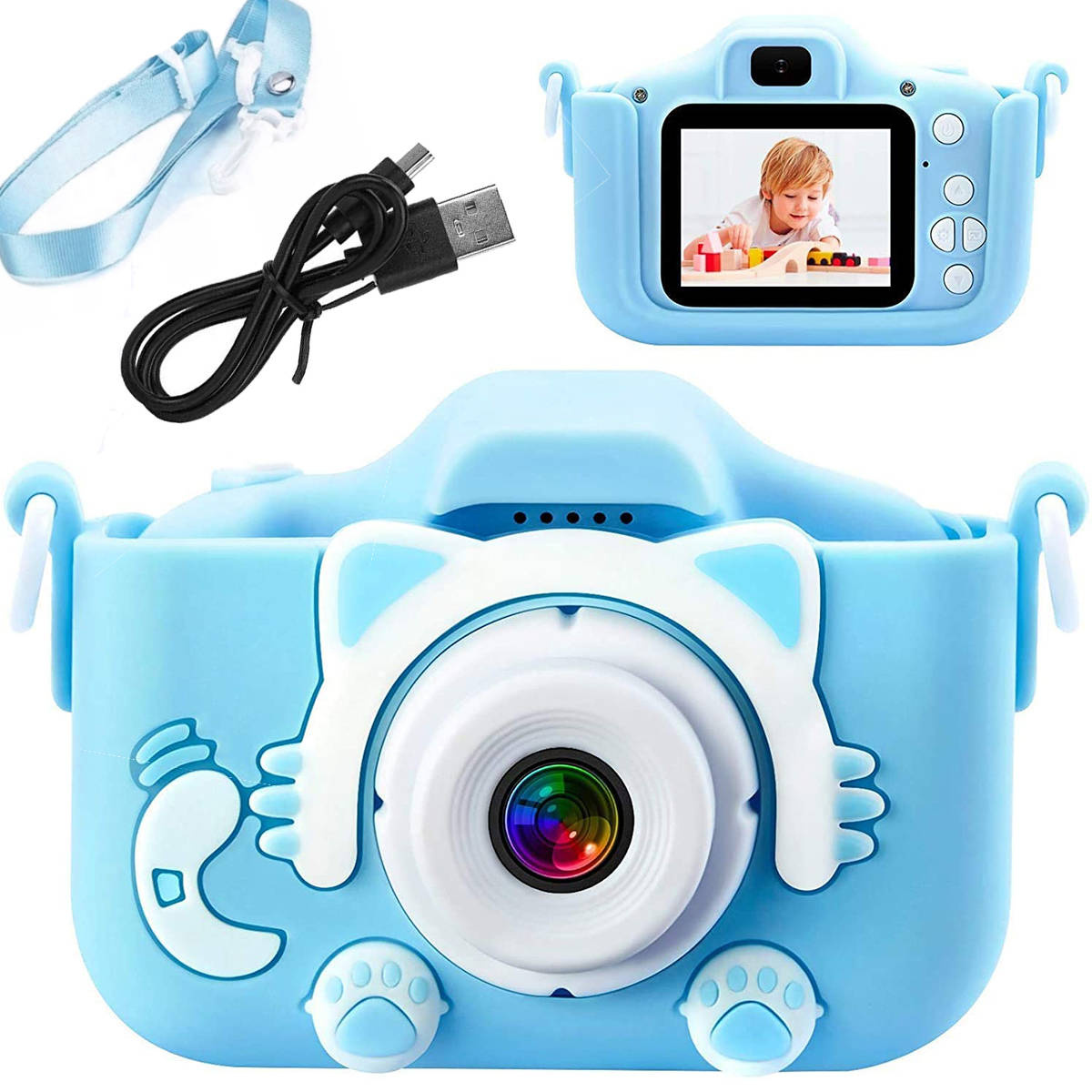 APARAT CYFROWY DLA DZIECI FOTOGRAFICZNY GRY KAMERA FILMY HD KOTEK KOT FOTO