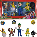 SUPER MARIO BROS FIGURKI ZESTAW 5 FIGUREK 3 ŻETONY FIGURKA LUIGI DONKEY
