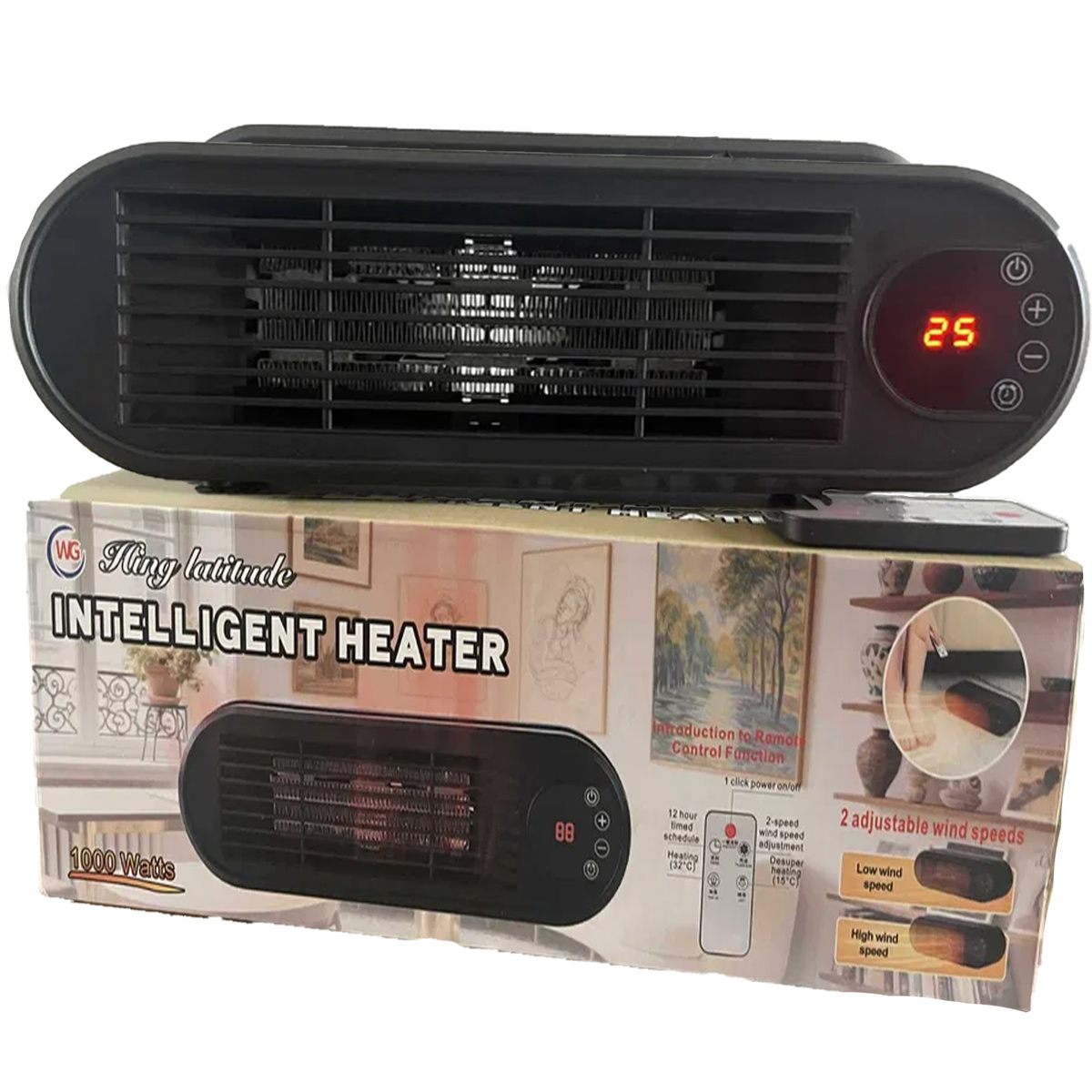 Farelka Nagrzewnica termowentylator 1000 W z pilotem timer regulacja temperatury 