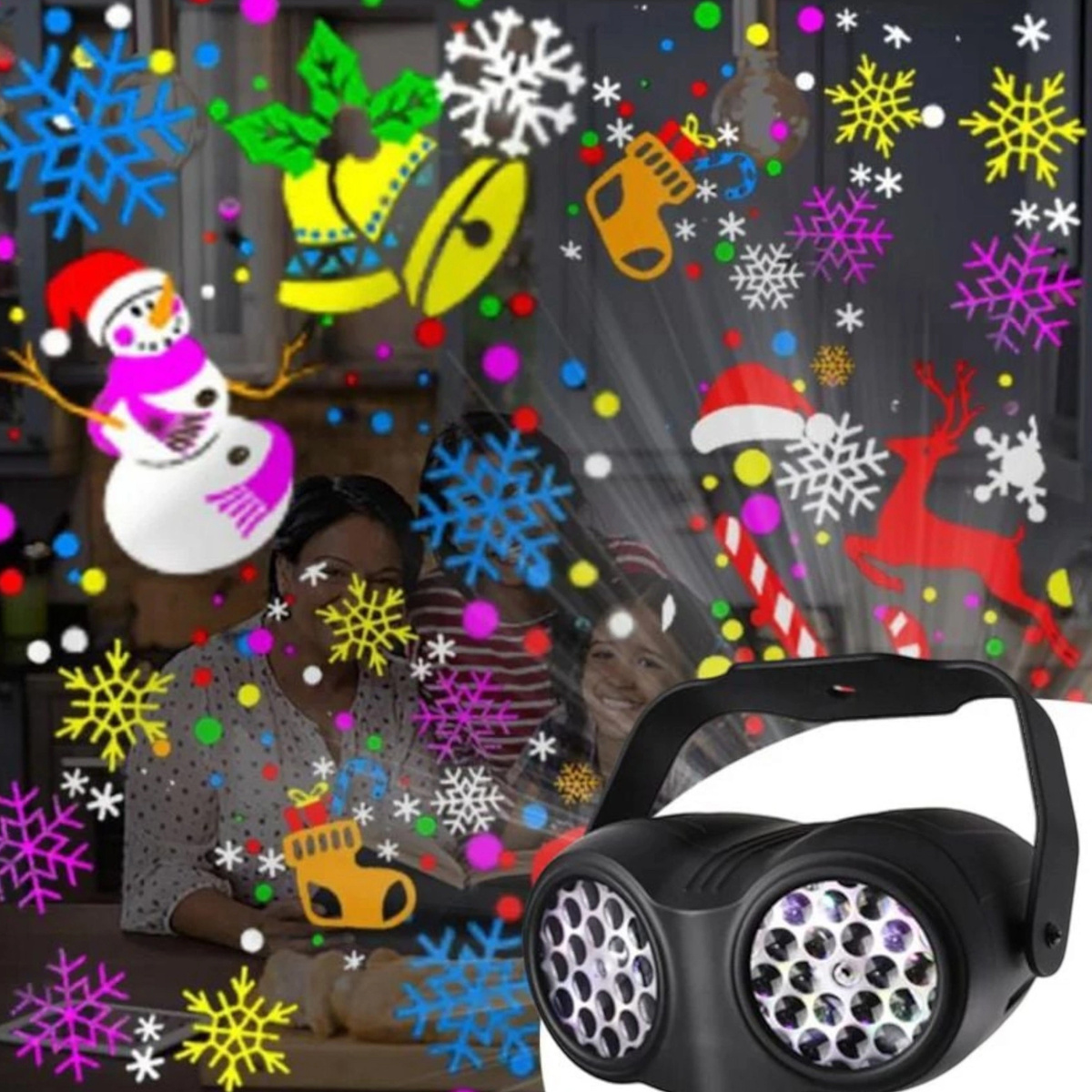 PODWOJNY PROJEKTOR LASEROWY RZUTNIK NA DOM LED WYŚWIETLA ŚWIĄTECZNE OBRAZY