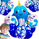 ZESTAW BALONY URODZINOWE REKIN KONFETTI BABY SHARK IMPREZA DLA DZIECI