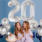 BALON FOLIOWY CYFRA 0 ZERO SREBRNY URODZINOWY NA URODZINY JUBILEUSZ 40cm