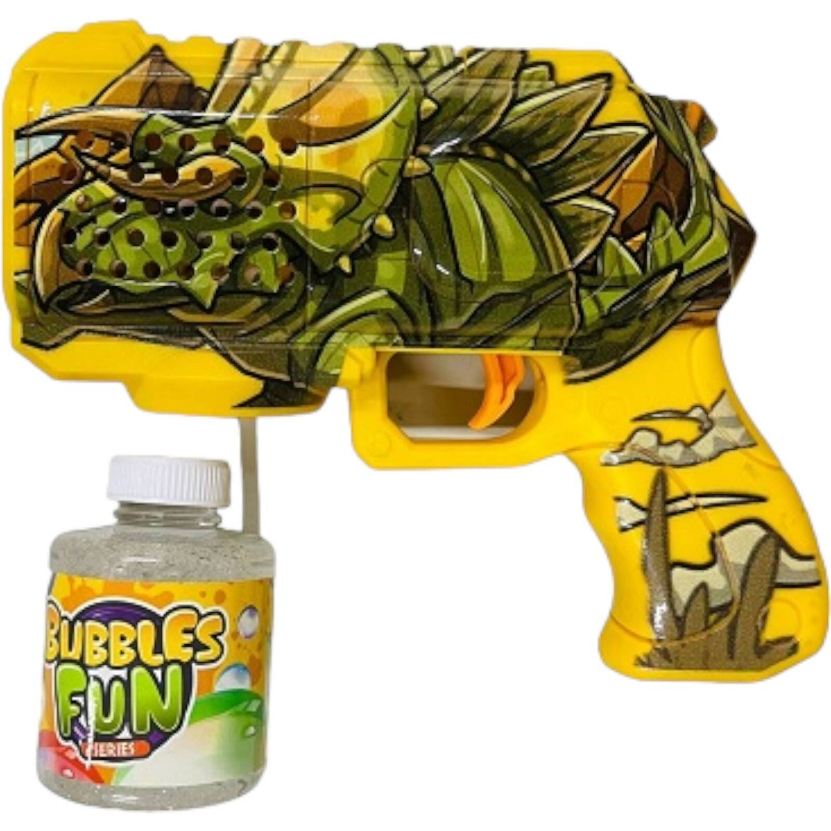 PISTOLET WYRZUTNIA DO BANIEK MYDLANYCH DINOZAUR T-REX MASZYNA BAŃKI MYDLANE
