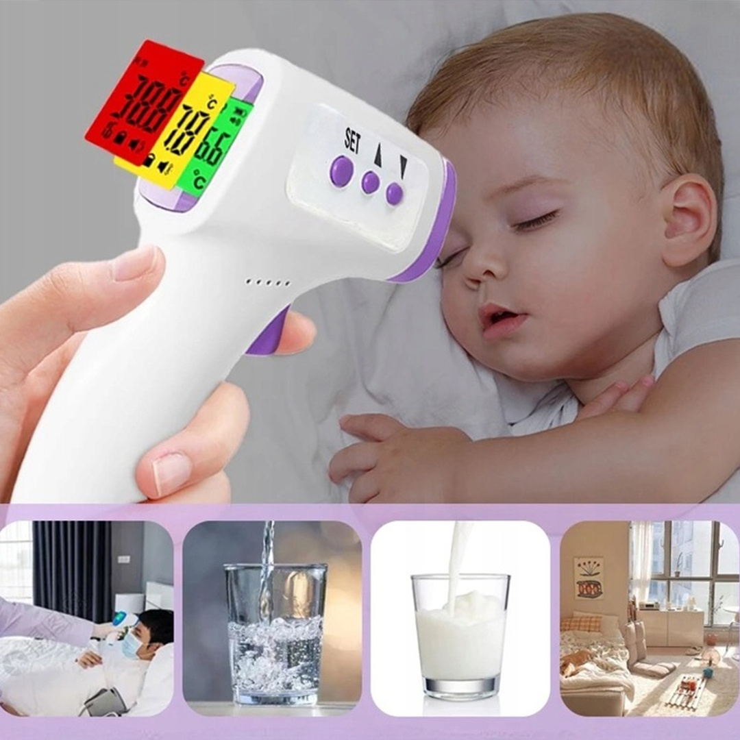 TERMOMETR BEZDOTYKOWY NA PODCZERWIEŃ LCD DLA DZIECI I DOROSŁYCH DOKŁADNY