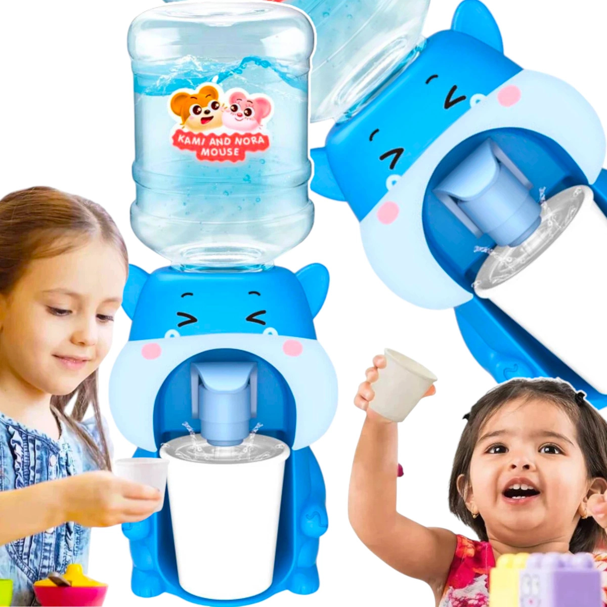 DYSTRYBUTOR DO WODY DLA DZIECI HIPOPOTAM + KUBEK BUTELKA NA NAPÓJ DOZOWNIK