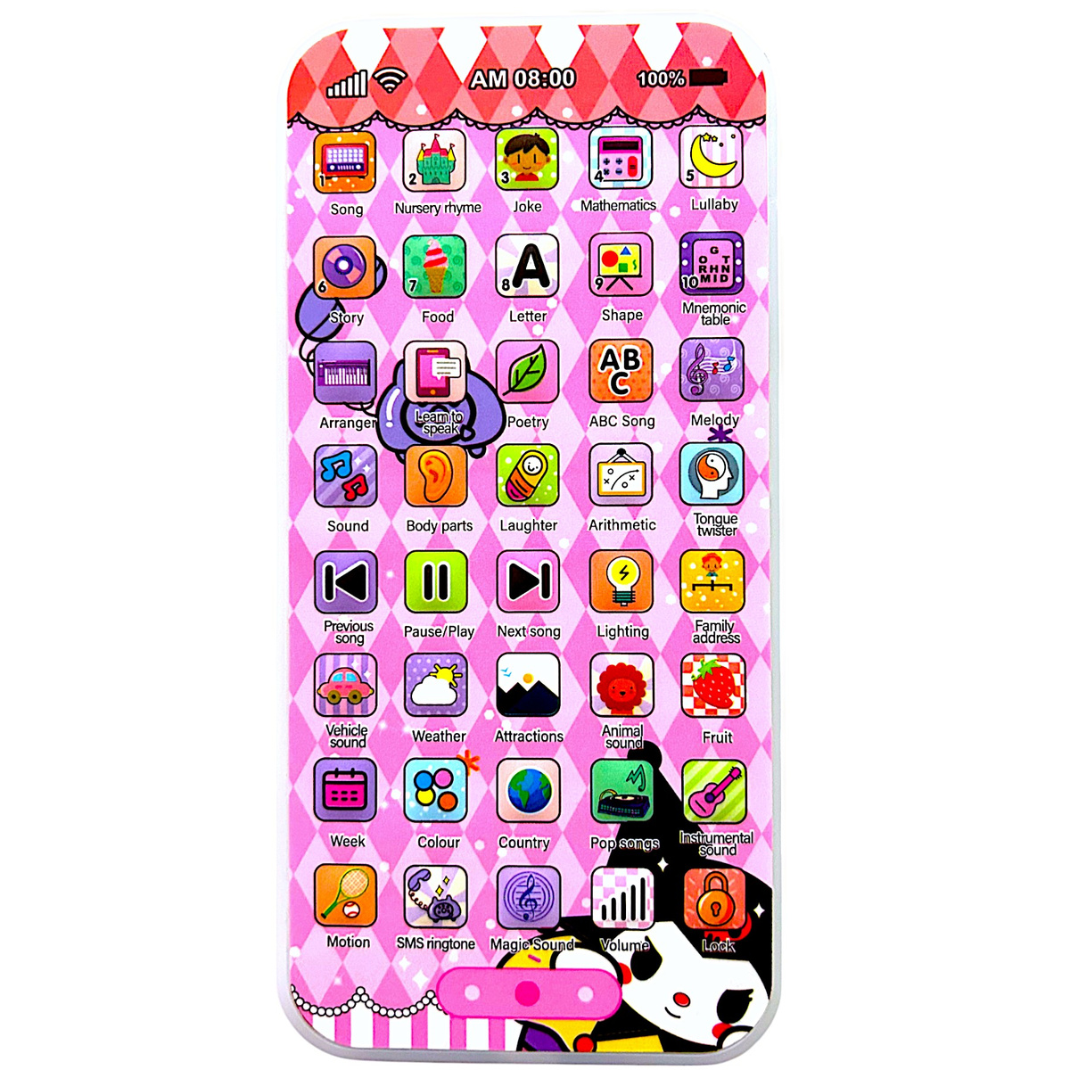 KUROMI - SMARTFON DLA DZIECI DOTYKOWY 3D TELEFON INTERAKTYWNY ŚWIECI GRA 