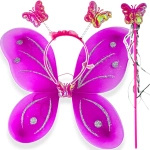 STRÓJ MOTYLKA DLA DZIEWCZYNKI SKRZYDEŁKA RÓŻDŻKA OPASKA MOTYLEK ZESTAW 3w1