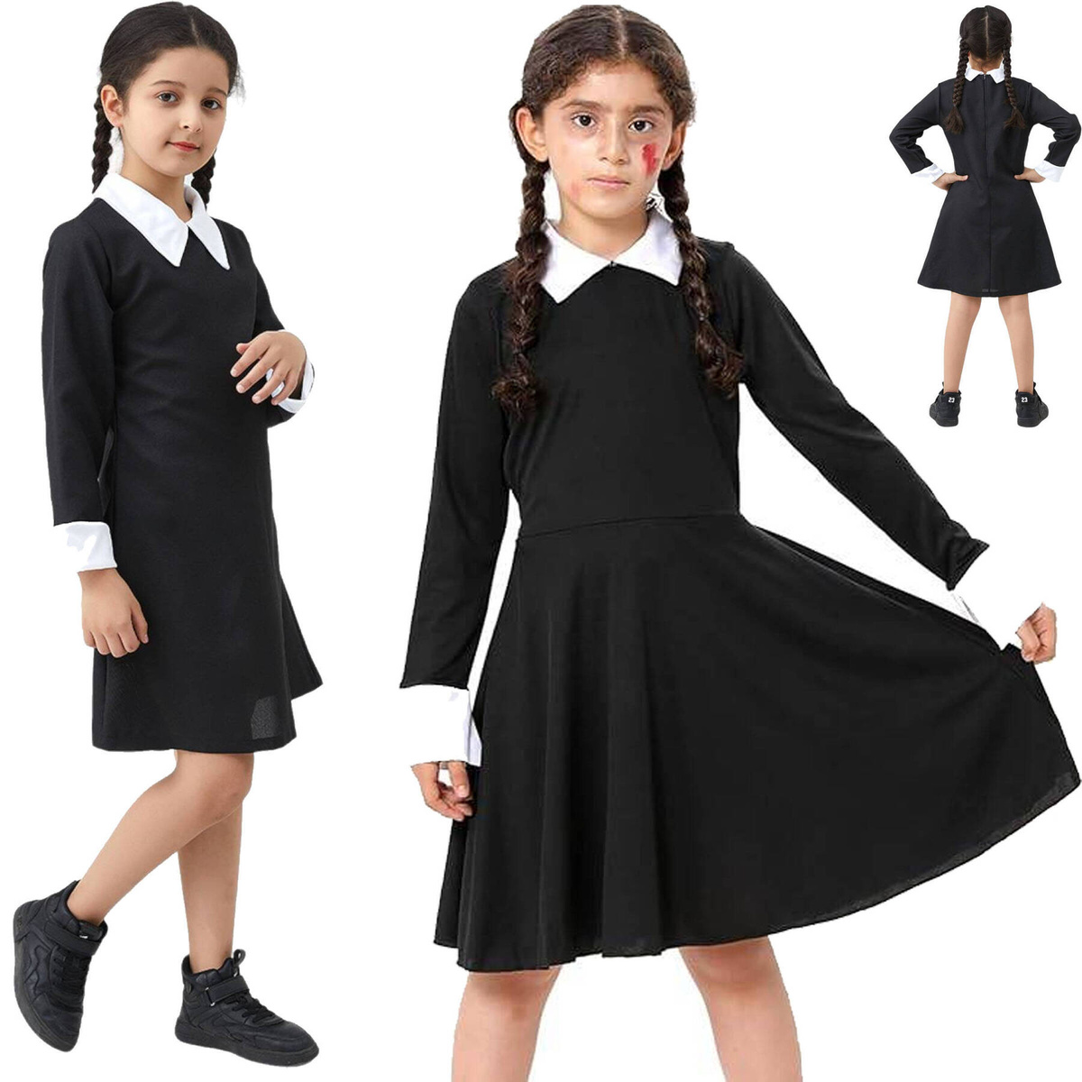 STRÓJ WEDNESDAY ADDAMS SUKIENKA NA IMPREZĘ PRZEBRANIE NA HALLOWEEN rozm XL