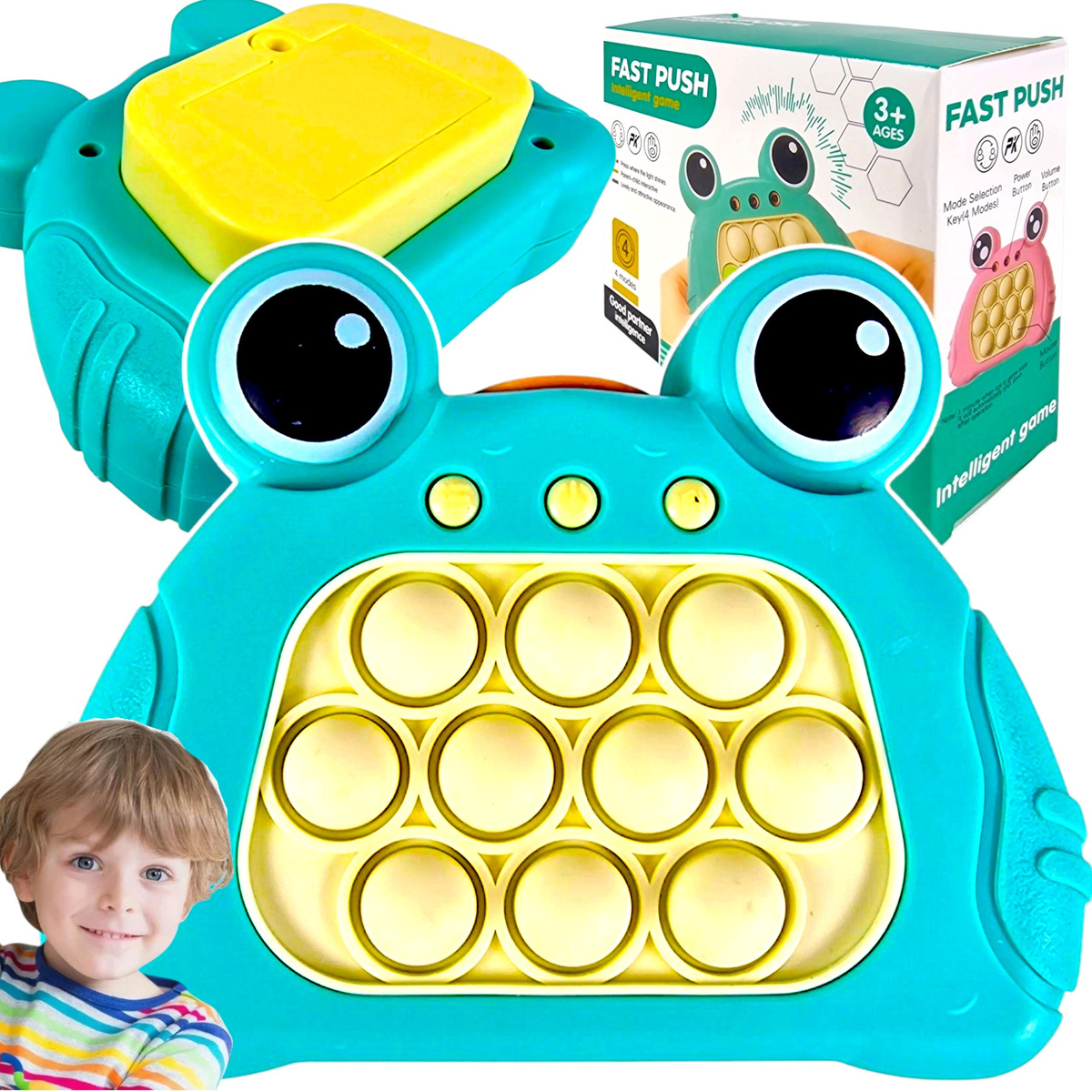 GRA ELEKTRONICZNA POP IT ZRĘCZNOŚCIOWA ANTYSTRESOWA ŻABKA POPIT KONSOLA 