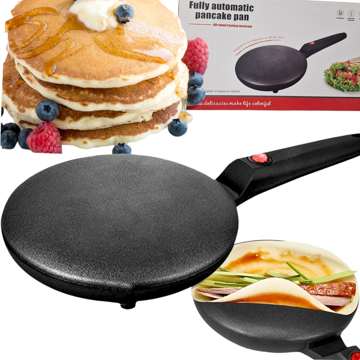 NALEŚNIKARKA ELEKTRYCZNA SZYBKA PATELNIA DO NALEŚNIKÓW BEZ UŻYCIA TŁUSZCZU