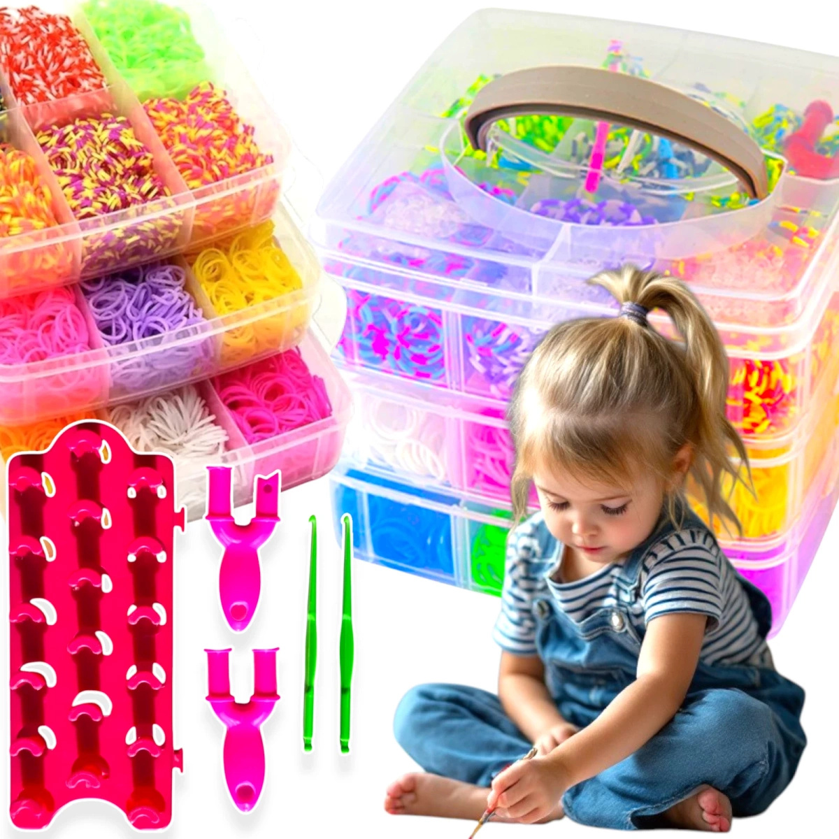 ZESTAW DO TWORZENIA BRANSOLETEK GUMKI W KUFERKU DUŻY ZESTAW XXL 3000szt