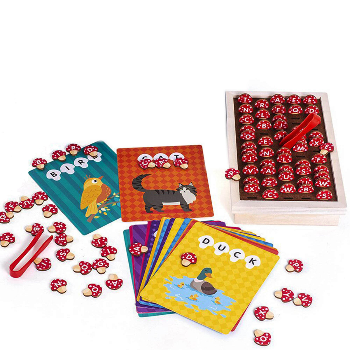 DREWNIANE PUZZLE GRZYBKI UKŁADANKA DREWNIANA GRA EDUKACYJNA MONTESSORI 