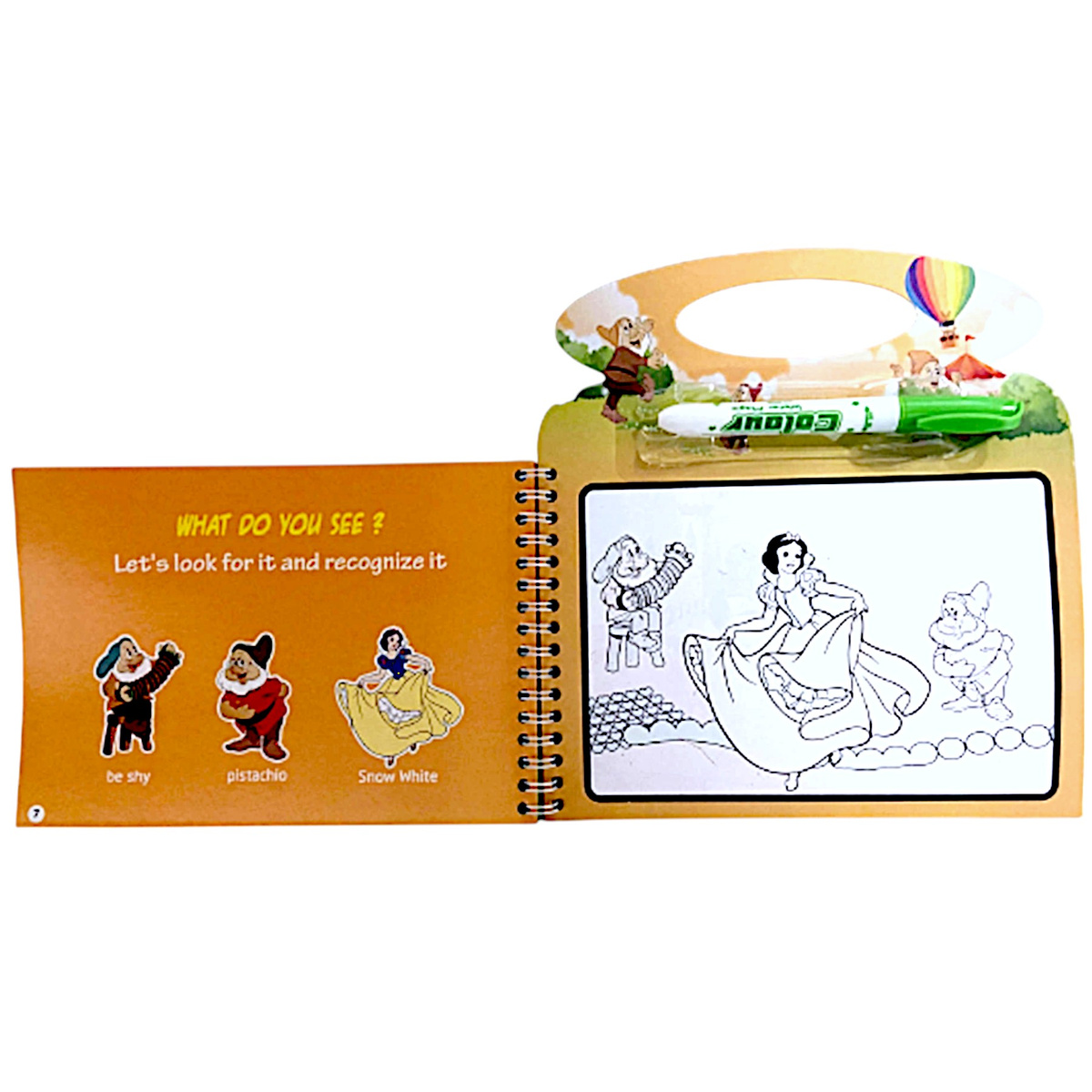 WODNA KOLOROWANKA KRÓLEWNA ŚNIEŻKA MAGICZNY FLAMASTER MAZAK 4 OBRAZKI