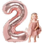 BALON FOLIOWY CYFRA 2 DWA ROSE GOLD URODZINOWY NA URODZINY JUBILEUSZ 40cm