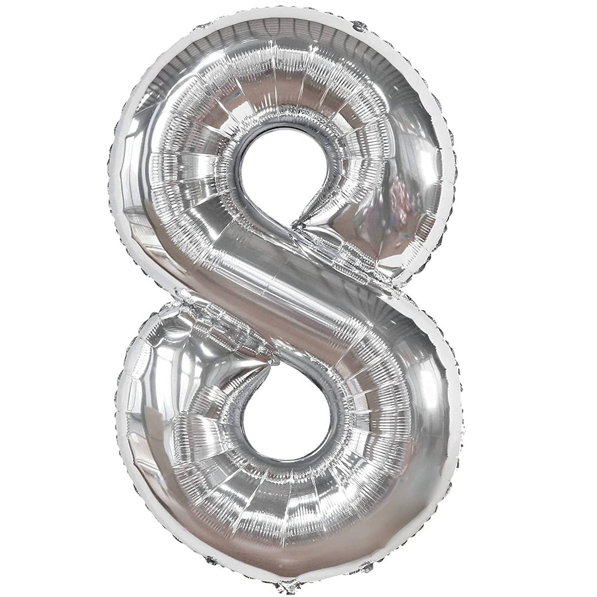 BALON FOLIOWY CYFRA 8 SREBRNY URODZINOWY NA URODZINY JUBILEUSZ 40cm