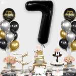 BALON FOLIOWY CYFRA 7 CZARNY NA URODZINY IMPREZĘ URODZINOWĄ 40cm