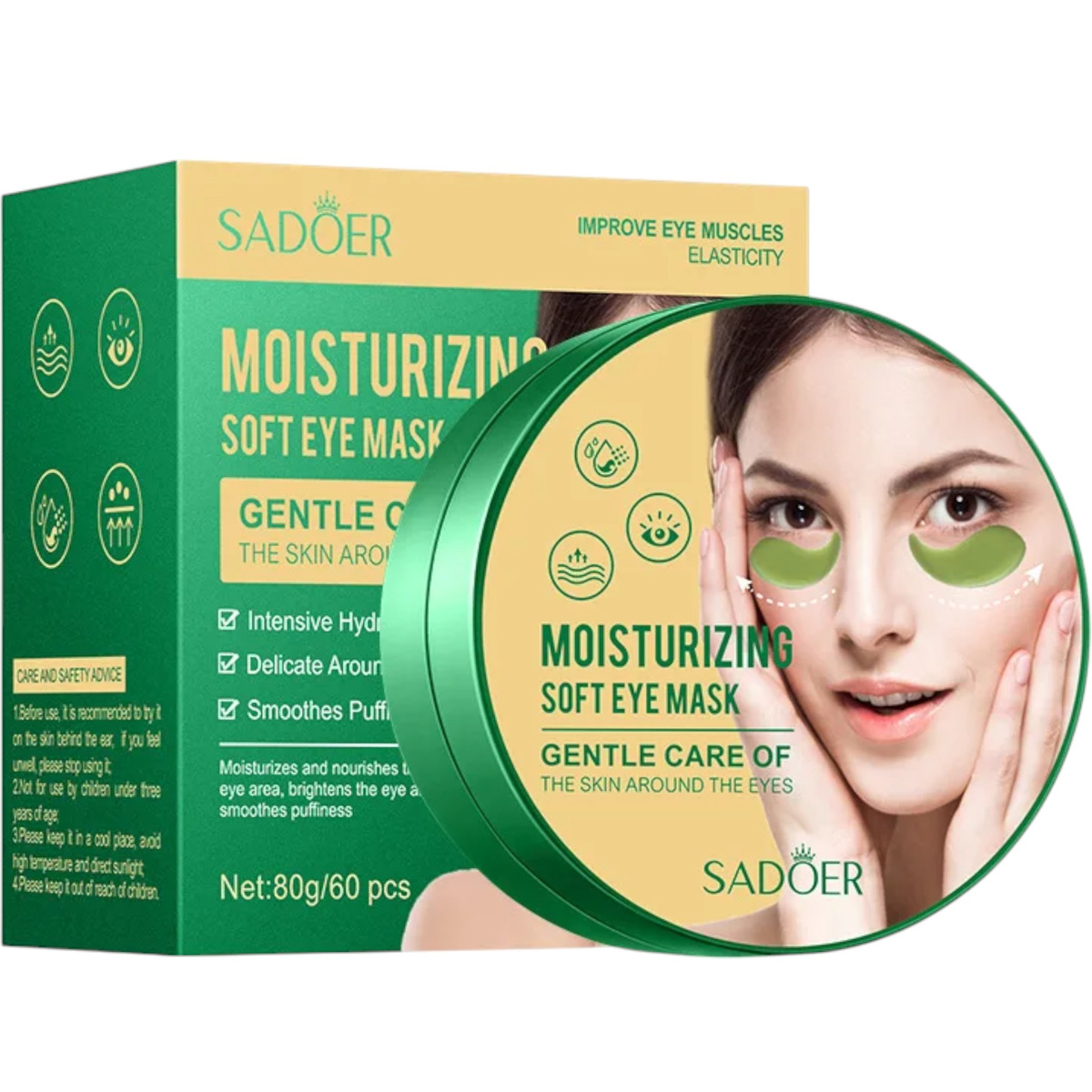 SADOER HYDROŻELOWE PŁATKI POD OCZY 60szt INTENSYWNE NAWILŻENIE I LIFTING