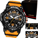 MODNY MĘSKI SPORTOWY ZEGAREK SMAEL STOPER BUDZIK MOCNY WODOODPORNY KOLORY