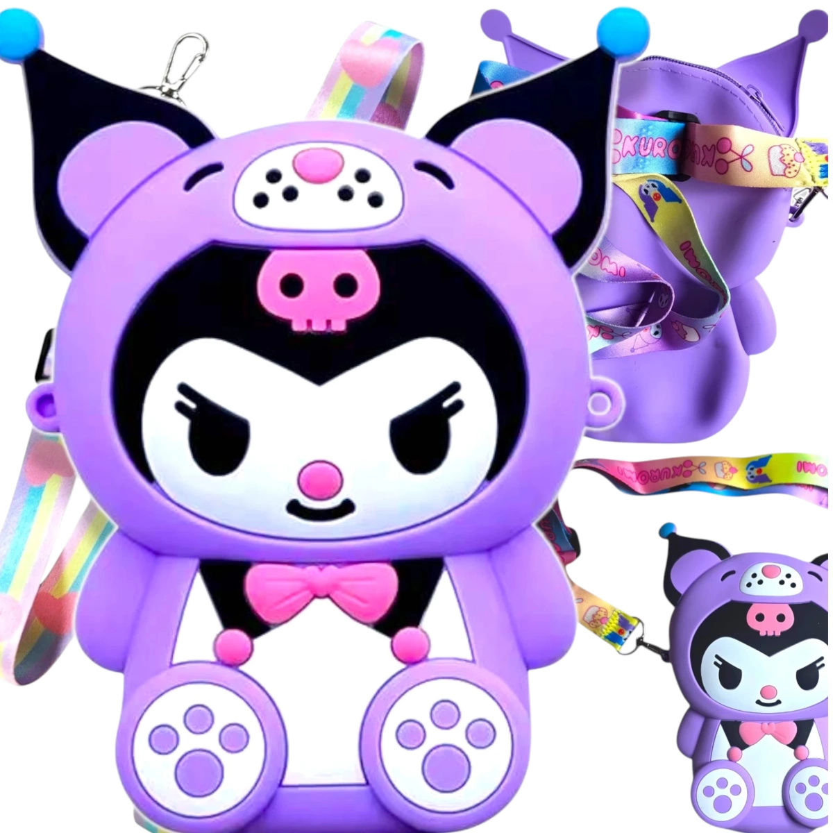 UROCZA TOREBKA DLA DZIEWCZYNKI KUROMI SILIKONOWA POJEMNA PORTFELIK KAWAII