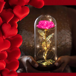 WIECZNA RÓŻA W SZKLE ŚWIECĄCA ŚWIECI LED FLOWERBOX BUKIET KWIATY NA PREZENT