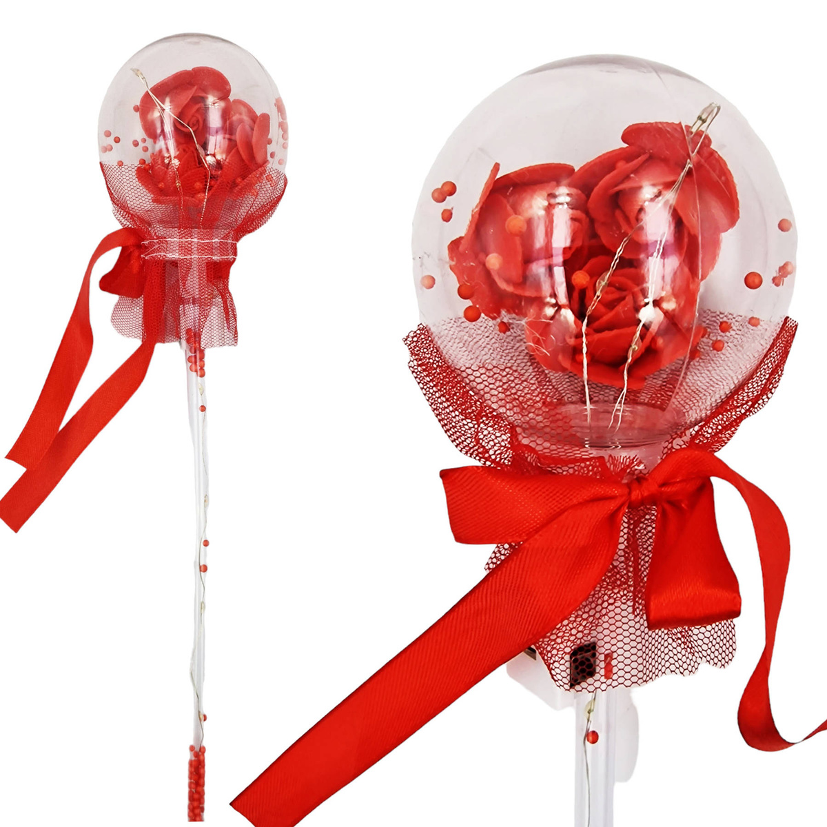 ŚWIECĄCA RÓŻDŻKA CZARODZIEJKA KWIAT MAGICZNA RÓŻA KULA LED ŚWIECI LED KULKI