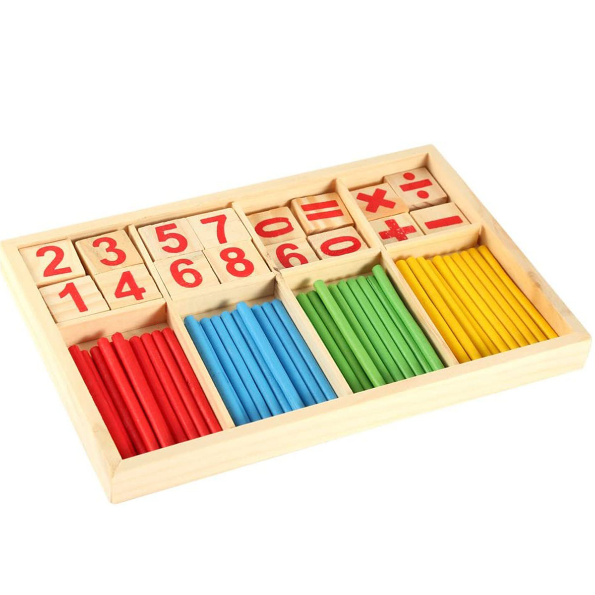 DREWNIANE PATYCZKI CYFERKI LICZYDŁO DO NAUKI LICZENIA POMOC DYDAKTYCZNA 