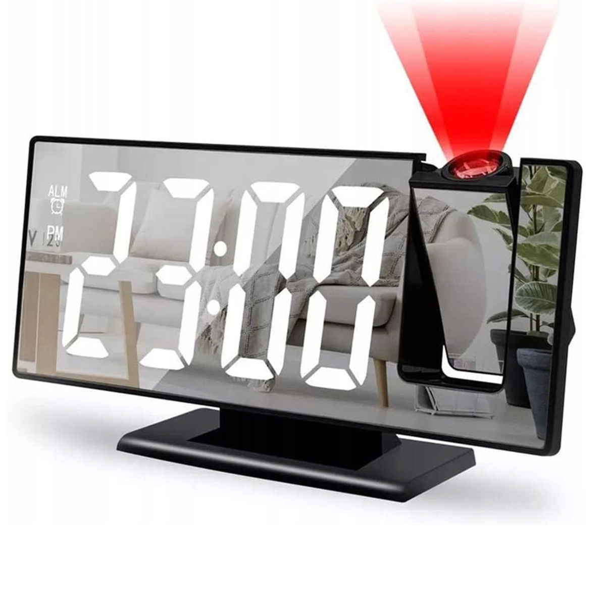 BUDZIK ZEGAR ELEKTRONICZNY GŁOŚNY Z PROJEKTOREM LED STOJĄCY CYFROWY DATA