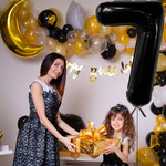 BALON NA 7 URODZINY FOLIOWY CYFRA SIEDEM CZARNY NA HEL POWIETRZE 100CM
