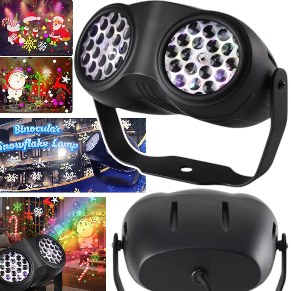 PODWOJNY PROJEKTOR LASEROWY RZUTNIK NA DOM LED WYŚWIETLA ŚWIĄTECZNE OBRAZY