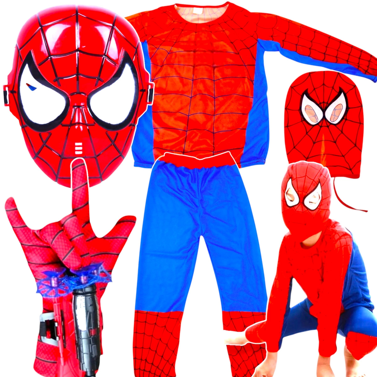 SPIDERMAN Zestaw Strój Dla Chłopca Kostium + Wyrzutnia Sieci 
