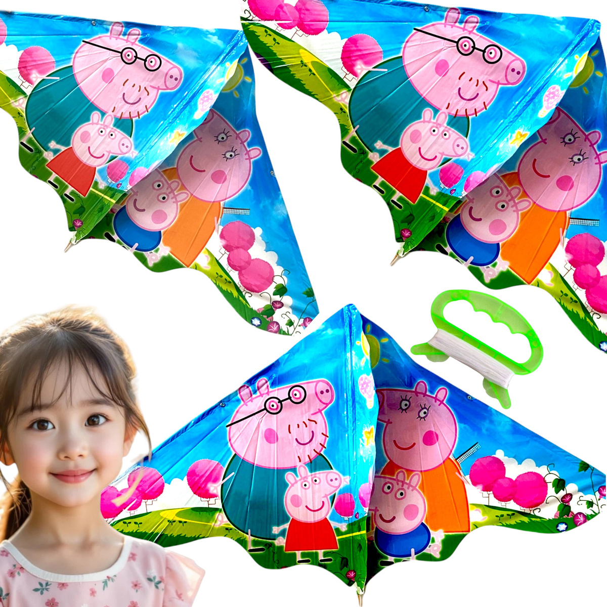 DUŻY LATAWIEC DLA DZIECI ŚWINKA PEPPA XL 117x62cm GEORGE MAMA TATA DO NAUKI