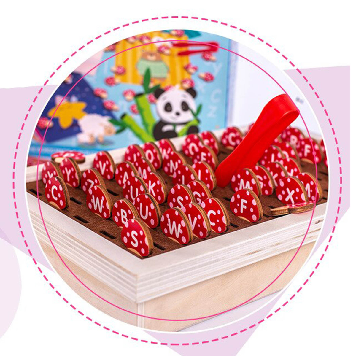 DREWNIANE PUZZLE GRZYBKI UKŁADANKA DREWNIANA GRA EDUKACYJNA MONTESSORI 