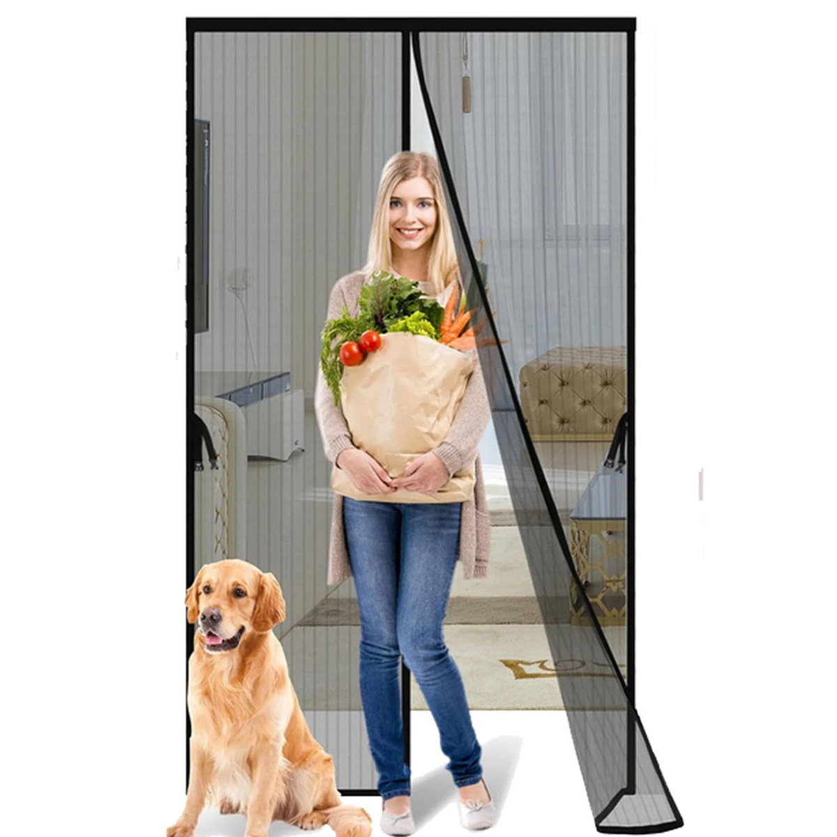 MOSKITIERA NA DRZWI NA TARAS LUB BALKON SIATKA KOMARY MAGNETYCZNA100 x 210