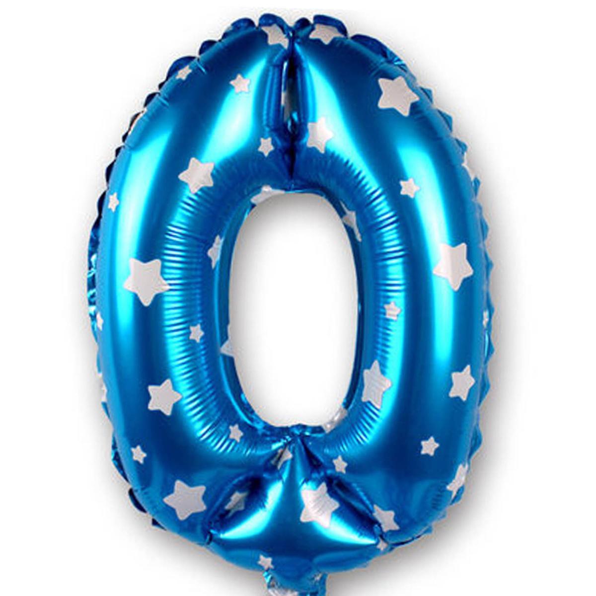 BALON FOLIOWY CYFRA 0 ZERO NIEBIESKI W GWIAZDKI NA URODZINY DLA DZIECI 40CM