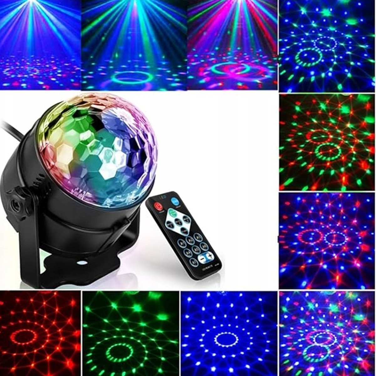 KULA DISCO PROJEKTOR RGB LED DYSKOTEKOWY REFLEKTOR NA IMPREZĘ LASER   PILOT