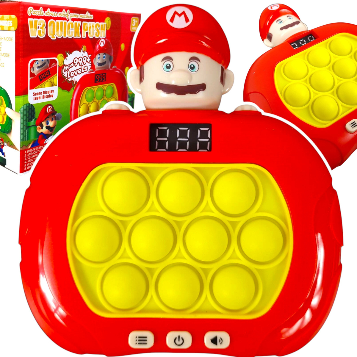 KONSOLA POP IT SUPER MARIO GRA ELEKTRONICZNA ANTYSTRESOWA 999 POZIOMÓW LCD