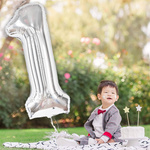 BALON FOLIOWY CYFRA 1 SREBRNY NA URODZINY JUBILEUSZ URODZINOWY 80cm