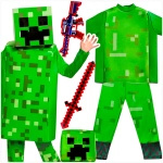 MINECRAFT Strój dla chłopca CREEPER / kostium na bal rozmiar M 120-130 cm + miecz + karabin