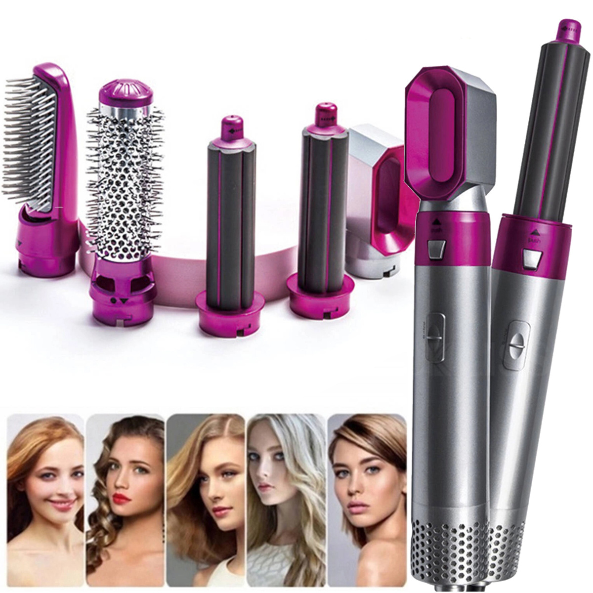 SZCZOTKO SUSZARKA DO WŁOSÓW PROSTOWNICA 5W1 ZESTAW JONIZACJA 5 KOŃCÓWEK