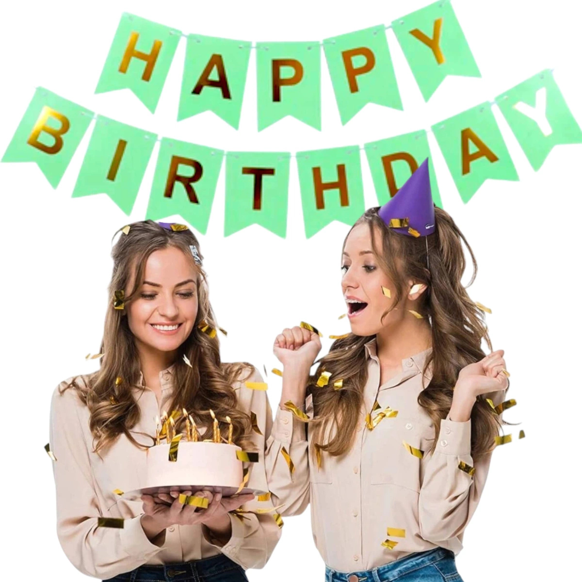 GIRLANDA URODZINOWA NAPIS HAPPY BIRTHDAY MIĘTOWY TURKUSOWY LITERKI 200cm