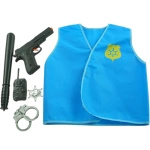 STRÓJ POLICJANTA KOSTIUM 6w1 KAMIZELKA KAJDANKI PAŁKA PISTOLET PRZEBRANIE