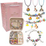 Zestaw do Robienia Bransoletek Koraliki Biżuterii Prezent Zawieszki Kuferek