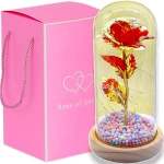 WIECZNA RÓŻA W SZKLE PREZENT NA WALENTYNKI ŚWIECĄCA LED PUDEŁKO PREZENT